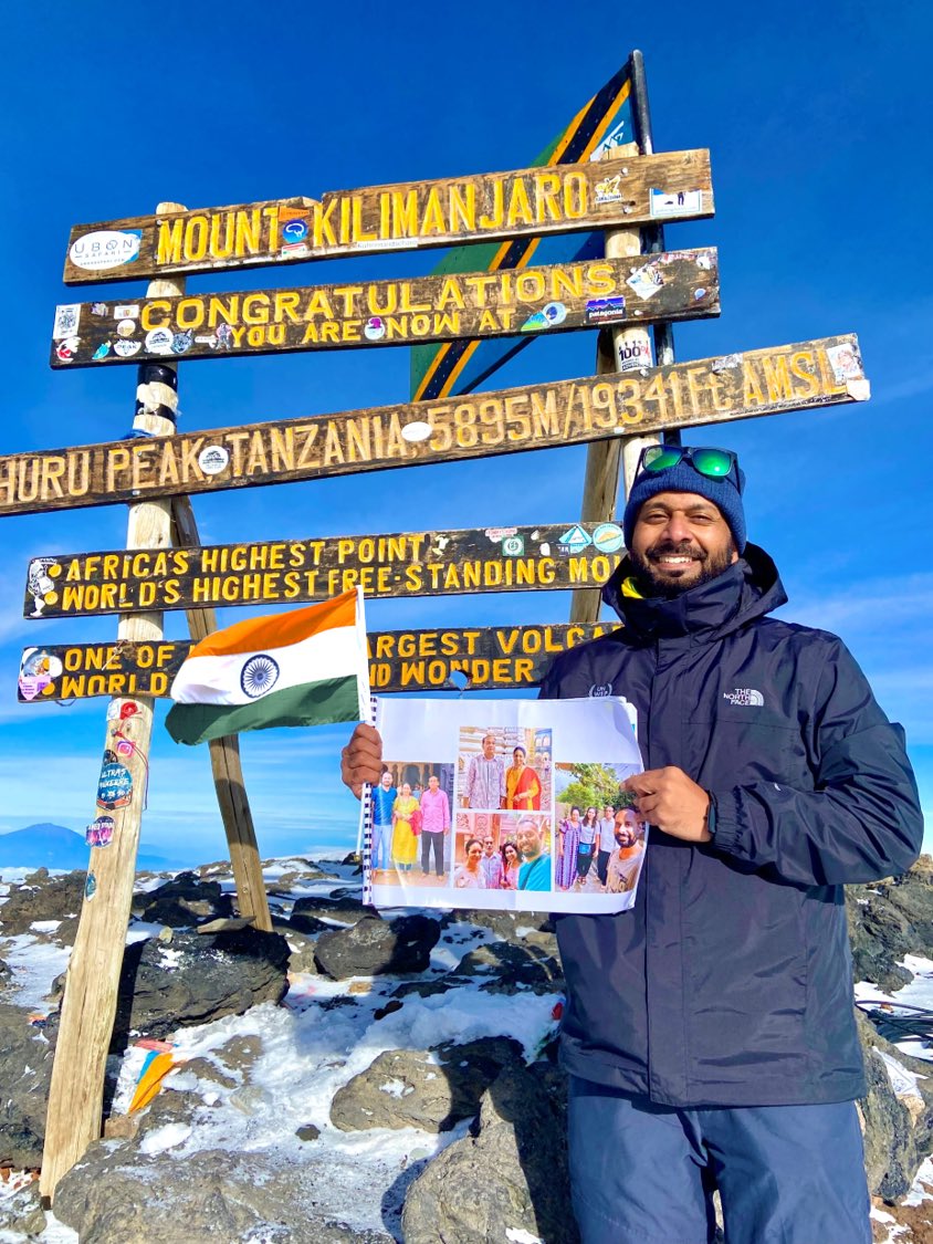 matesushil's tweet photo. Namaste to my people, place, and dreams from the #summit of Mt. #Kilimanjaro 🏔.

🏔 सफलता में अपने परिजन 👨‍👩‍👧‍👦, देश 🇮🇳 और सपनों ❤️‍🔥का स्मरण। 
 
At 5,895 m, #Kilimanjaro is the highest point in #Africa, located in #Tanzania. 

Asante Tanzania 🇹🇿 for great #memories 🙏 https://t.co/eSSRH27iBm