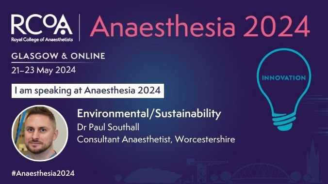 If you fancy hearing my strange Black Country/Welsh crossover accent in person, myself and some of my excellent fellow Environmental Advisors will be running a sustainability workshop at #Anaesthesia2024.