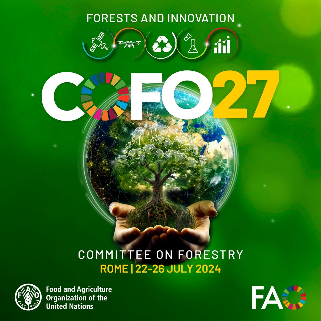 📢 SAVE THE DATE!

The 27th Session of the Committee on Forestry and 9th World Forest Week will be held 22-26 July 2024.

Join online for discussions on scaling up #agroforestry, bioeconomy, #ClimateChange, ecosystem restoration & more

👉bit.ly/COFO27

#COFO27 #WFW2024