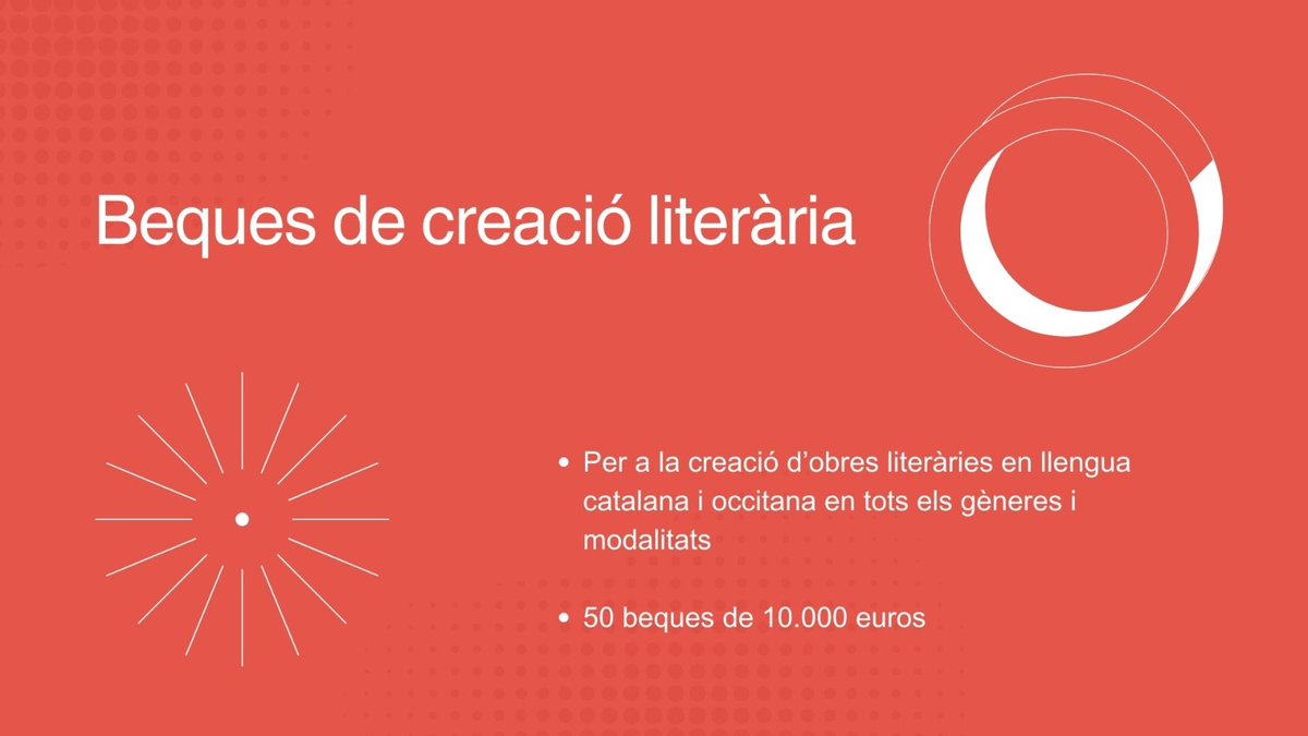 📢 Beques per a la creació literària 🔴 50 beques de 10.000 € ↗️ Increment del 25% com preveu el Pla nacional del llibre i la lectura 📆 Termini per fer sol·licituds: del 17 d'abril fins al 3 de maig a les 14h ➕ info tuit.cat/nlMaU #AjutsLletres