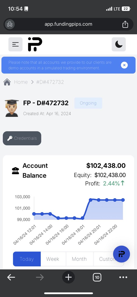 Update on my @fundingpips $100k account Picked a trade on XAUUSD and GBPUSD yesterday With a risk of $750 for each trade The gold trade ended in a loss while the GU trades gave good returns Ended yesterday with a 2.4% up. Let’s see what today have for us