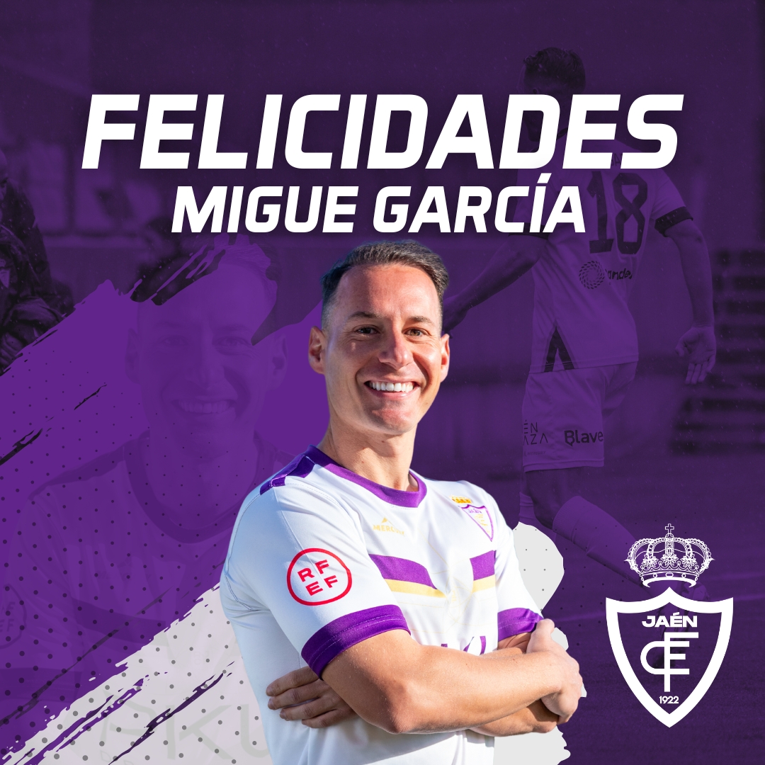 🥳🎂 Hoy es el cumpleaños de nuestro jugador @Miguelgarciia10  ¡𝐌𝐮𝐜𝐡𝐚𝐬 𝐟𝐞𝐥𝐢𝐜𝐢𝐝𝐚𝐝𝐞𝐬 𝐌𝐢𝐠𝐮𝐞! 💜 - #RJ2324 #Jaén #RealJaén