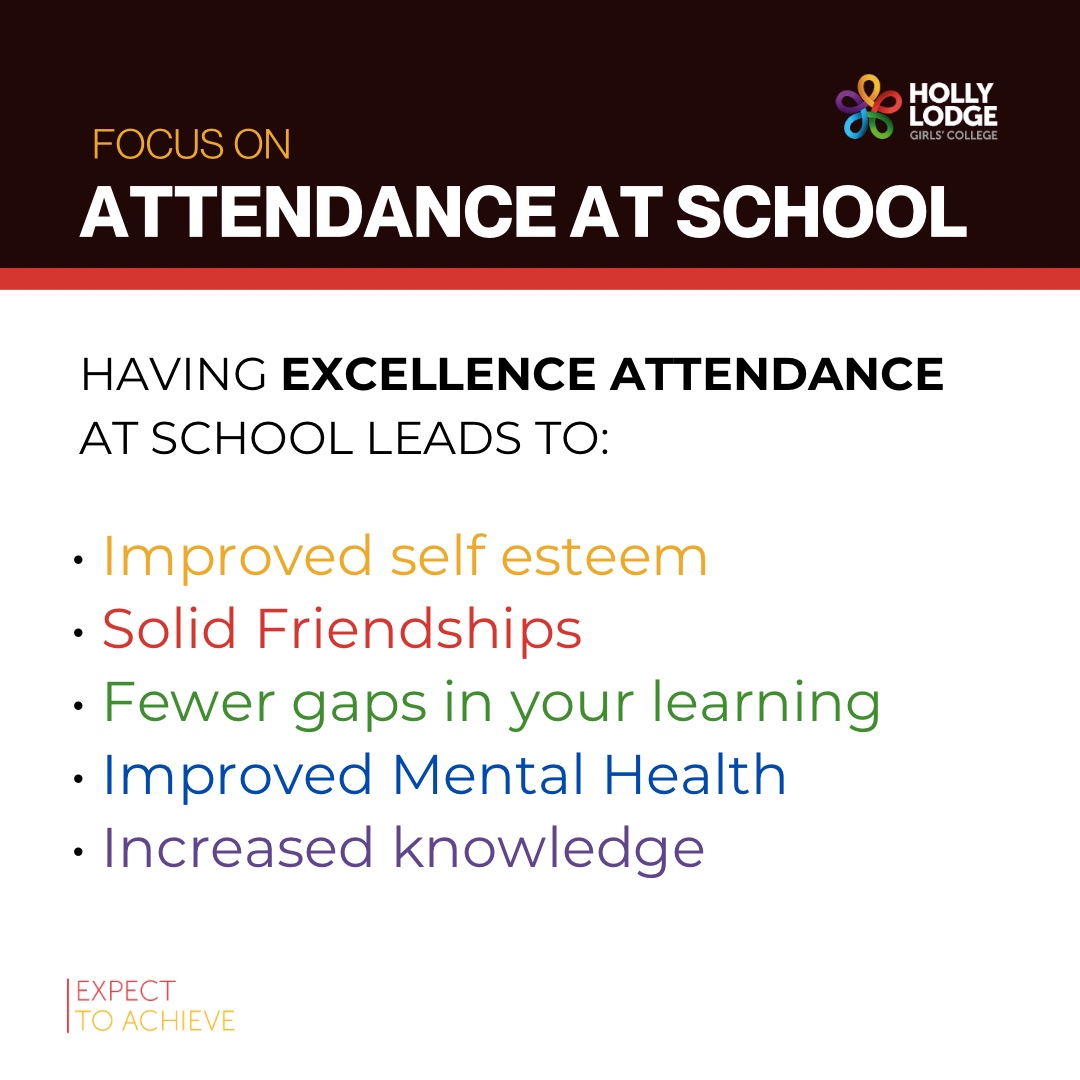 ✅ Focus on… attendance at school ✅

If you would like support to improve your child’s attendance, please contact your child’s Year Leader 

#hollylodgelife #expecttoachieve #attendancematters