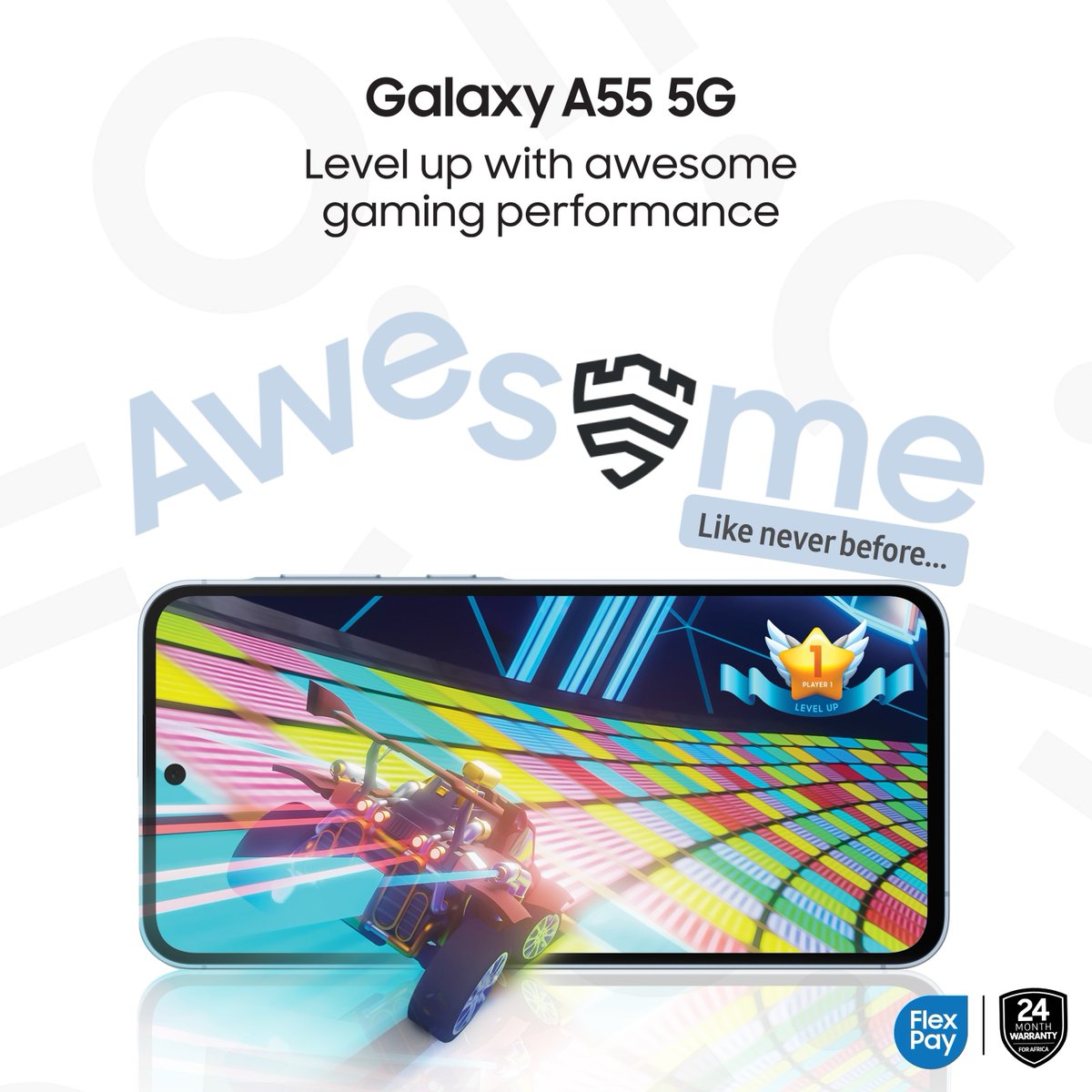 Get your game on with the new #GalaxyA55 5G.

Now’s the time to get your hands on a large, vivid display with Octa-core power.

#AwesomeLikeNeverBefore
#SamsungNigeria