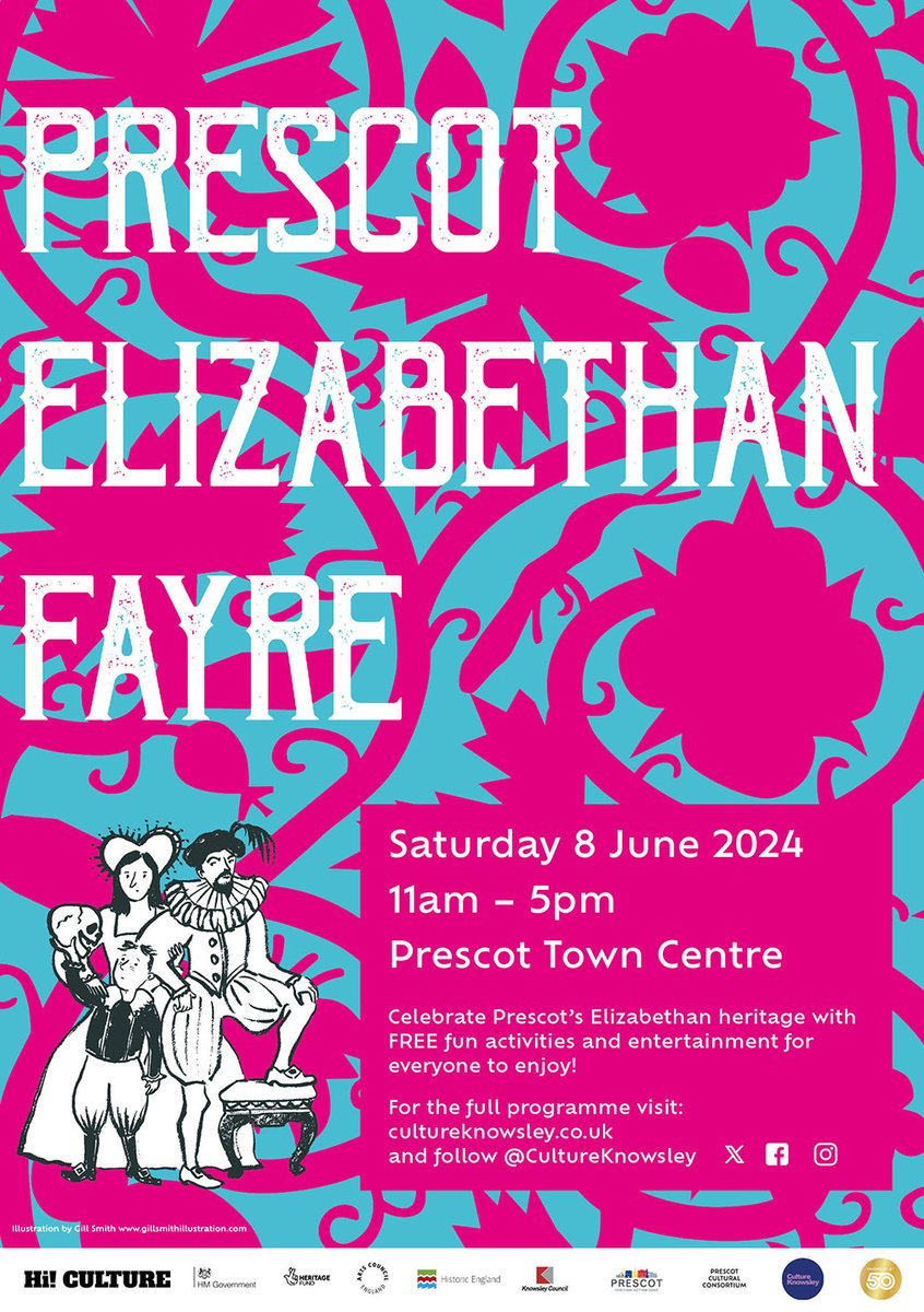 SAVE THE DATE - Prescot Elizabethan Fayre with @cultureKnowsley One of our highlights of 2023... and so, so hot in all that costume. Delighted #ArtsGroupie will be back this year. We will be offering FREE 'Make your own Elizabethan-themed Shadow Puppets' workshops. 08/06/24