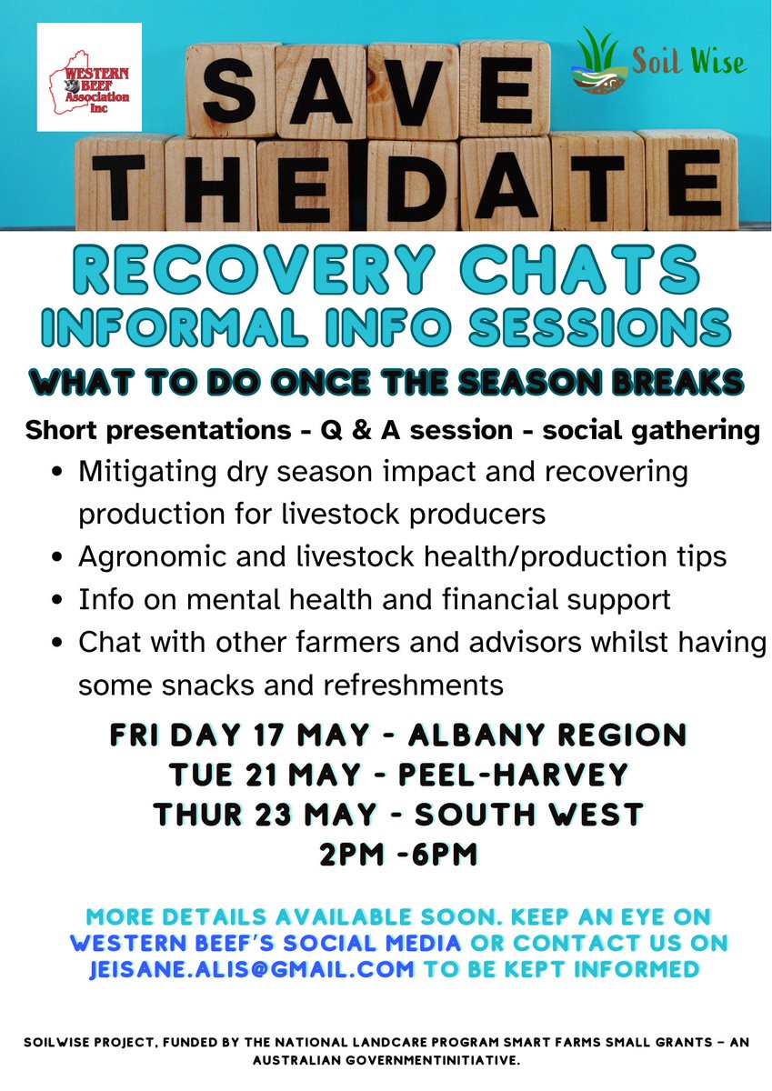 WesternBeefWA's tweet photo. Thank you to all that attended today’s meeting. Please see info below on how to provide information that can pass onto the government task force and also some recovery chat events being planned by Western Beef with #SoilWise support (mode details coming soon, watch this space). https://t.co/mqEliM5FOH