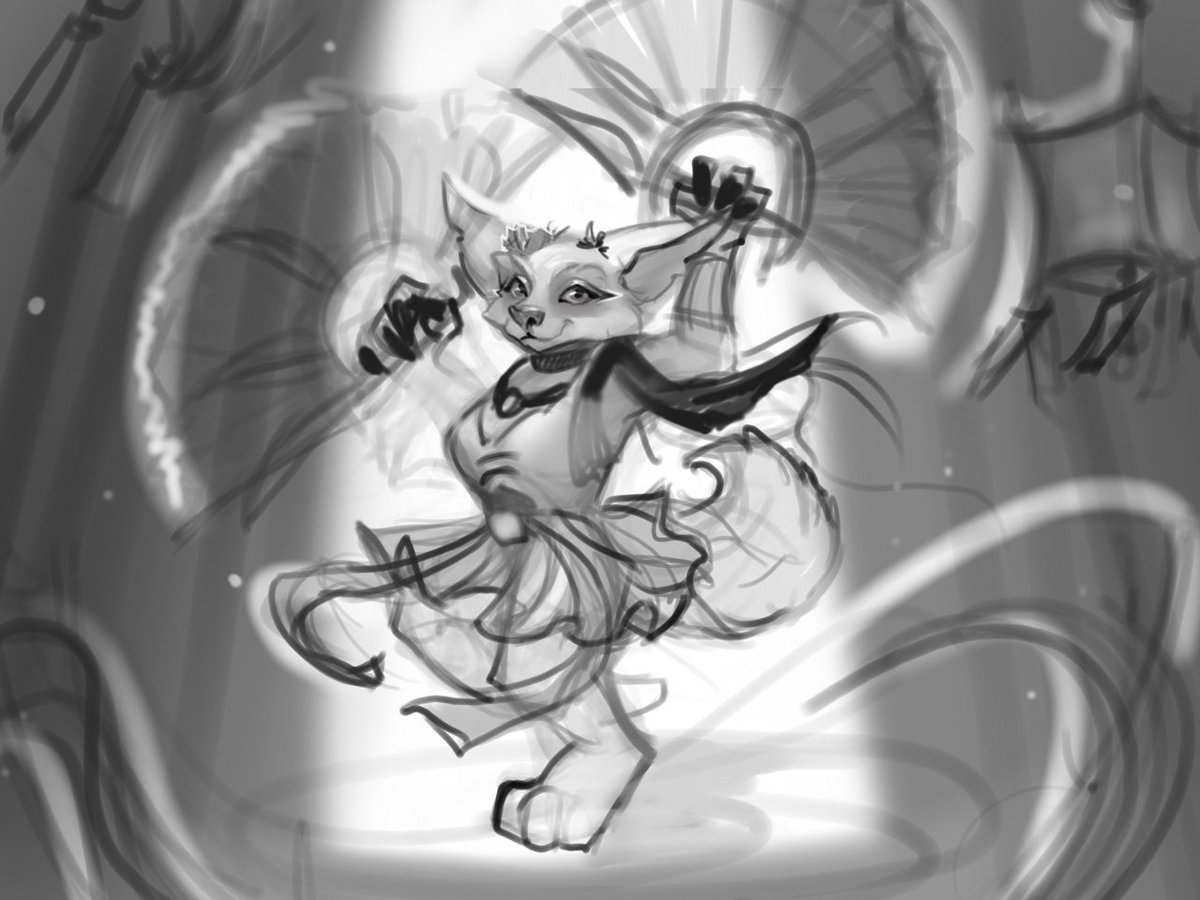 Old asian-themed unfinished sketch with my vulpera 🦊 Maybe I should revive it with actual Pandaria vibe? #worldofwarcraft #vulpera