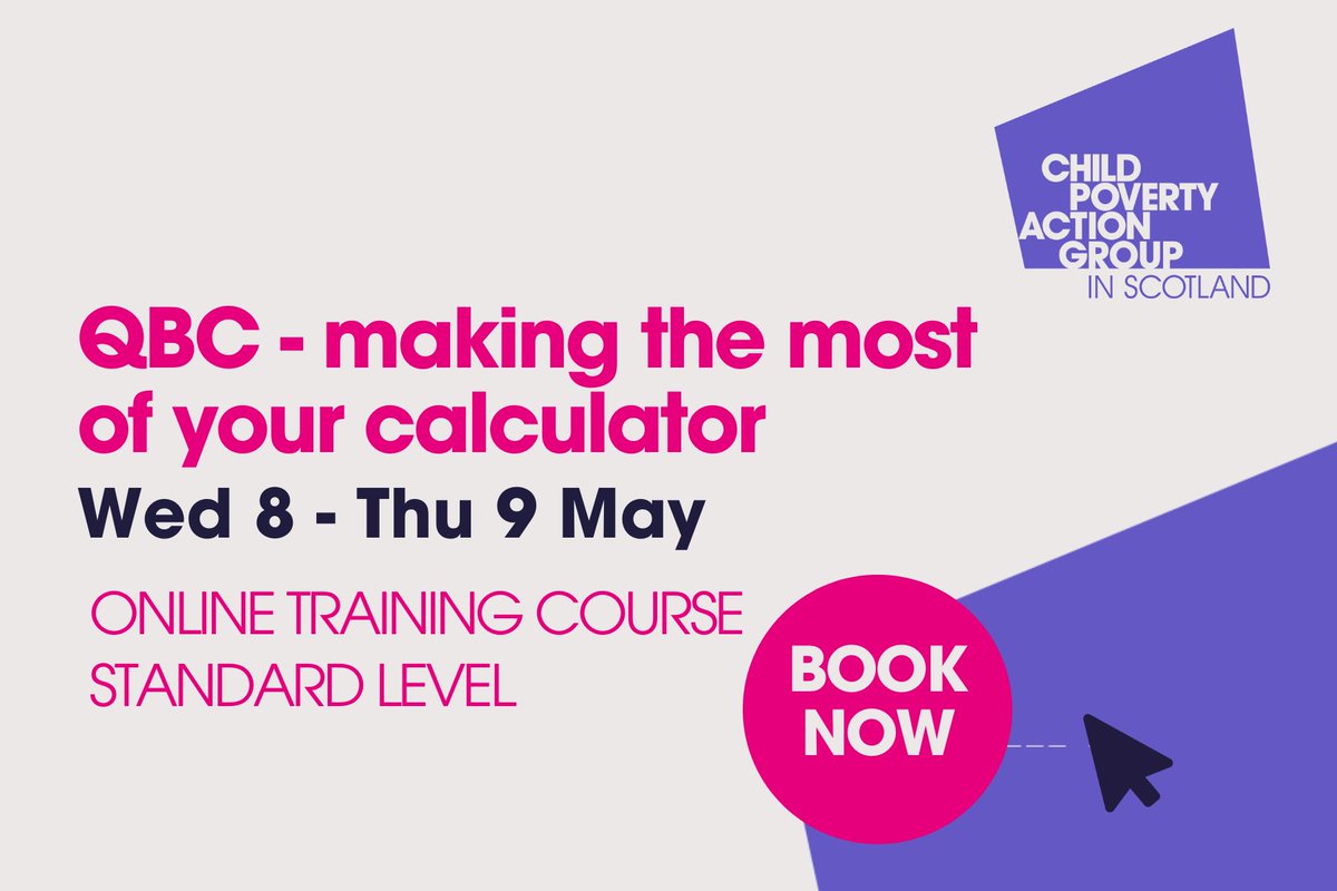 Do you already have a good understanding of legacy benefits, tax credits & universal credit but want to learn how to use the Quick Benefits Calculator effectively and confidently? There's just a few places left to book on our next 'QBC' course on 8 - 9 May cpag.org.uk/training-and-e…