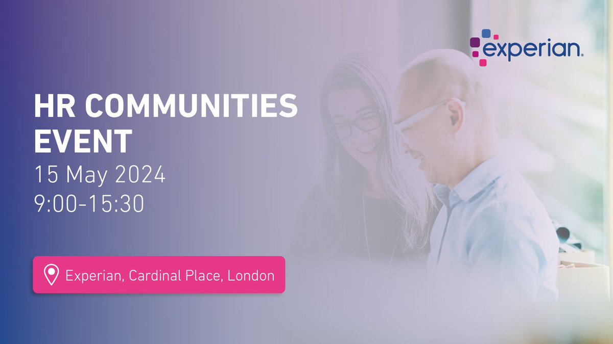 Calling all #HRProfessionals, join us at our next event to: 💡 Get early insights into future industry challenges ⚡️ Discover innovations in our employer services products 📈 Delve into Experian trends research 📍 Cardinal Place, London Register here: bit.ly/3TXCvIK