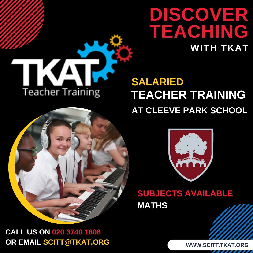 Come and #TraintoTeach with @TKATSCITT in our supportive @TKATAcademies @cleeveps supportive environment. We have a SALARIED vacancy available in #Maths #ITT #getintoteaching #teaching #secondaryschool #oneTKATfamily