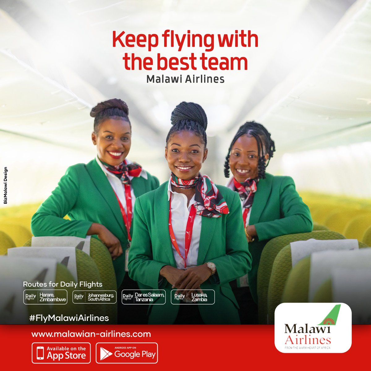 MalawiAirlines's tweet image. With daily flights to Harare, Johannesburg, Dar es Salaam, and Lusaka, exploring Africa has never been easier! Book your ticket and fly with us.

For more, visit malawian-airlines.com

#FlyMalawiAirlines #DailyFlights