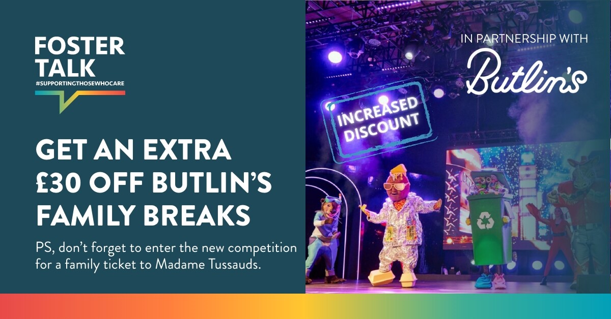 Get an extra £30 off all Butlin's Family Breaks! Thanks to our wonderful partnership with Butlin's, creating unforgettable memories just got even more affordable. Isn't it time you enjoyed a fun-filled break? Find out more by clicking the link here: fostertalk.youatwork.com