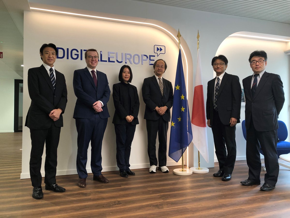 DIGITALEUROPE's tweet photo. EU-Japan collaboration must continue, and thrive.

That's why, ahead of the 🇪🇺-🇯🇵 Digital Partnership Agreement Council meeting, we're having great exchanges with key partners this week.

🤝 Our goal: more cooperation on trade, #AI, 6G, cybersecurity, #green, &amp; economic security. https://t.co/zcbGF1wk26