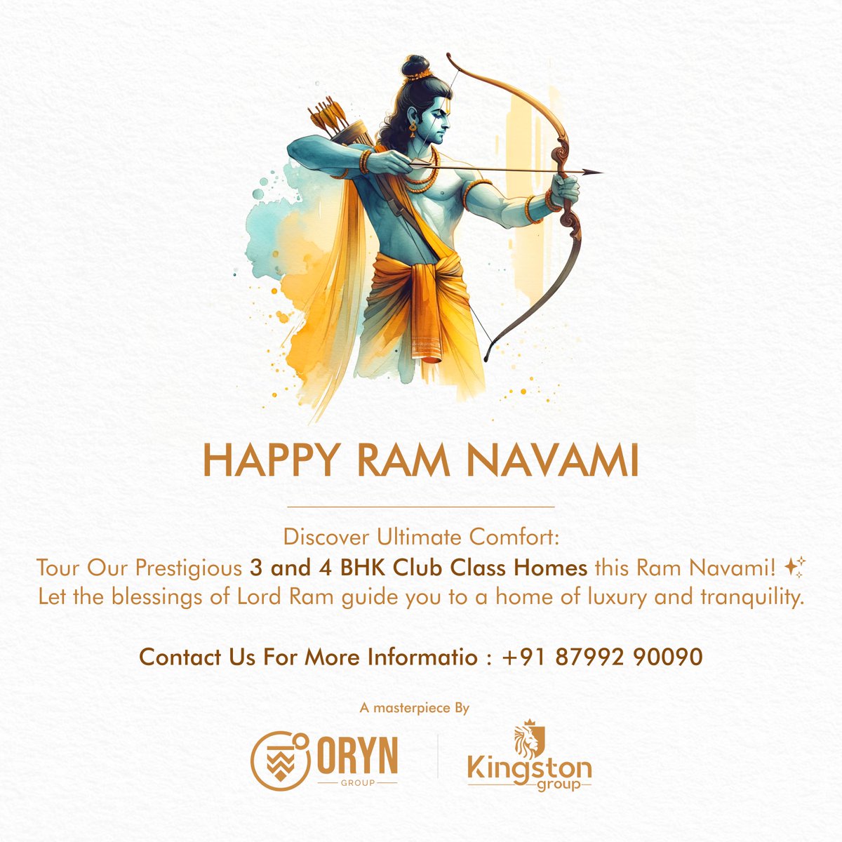 On this auspicious day of Ram Navami,  explore the serenity and luxury of our 3 & 4 BHK homes. Step into a world where every corner resonates with the blessings of Lord Rama, inviting you to experience a life filled with happiness and prosperity. 

#HappyRamNavami_2024