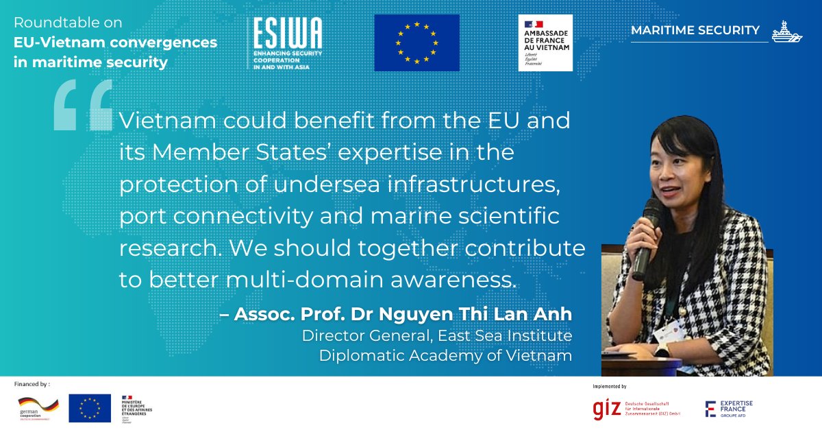 🇻🇳 Honour to exchange views with Assoc. Prof. Dr Nguyen Thi Lan Anh, Director General, East Sea Institute, Diplomatic Academy of Vietnam. 🇪🇺 #TeamEurope event by @FranceAuVietnam + @EUDelegationVN + @ESIWA_EU 🗞 Press release👇 eeas.europa.eu/roundtable-eu-… #EUIndoPacific #EUVietnam