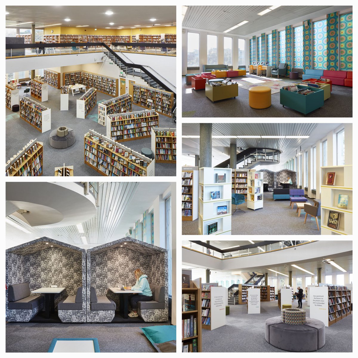 SUSTAINABLE LIBRARY DESIGN When we engage with libraries, we propose design solutions and products that minimise environmental impact. See you in Newry! #librarydesign #sustainabledesign #designinglibraries #LibrariesMeanBusiness #upcycling  thedesignconcept.co.uk/project/united…