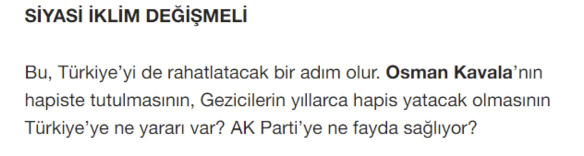 Osman Kavala, Gezi davasından tutuklananlar 'AK Parti'ye fayda sağladığı' için mi içeride yani sayın Selvi? Hani Türkiye'de yargı bağımsızdı?