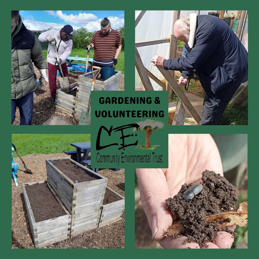 Great to have a break in the weather yesterday to finish our 'pick-nic' planter which will be filled with crops like strawberries, cherry tomatoes, salad leaves and edible flowers for visitors. We also helped relocate a female Stag beetle who was trapped in the polytunnel! #UKSPF
