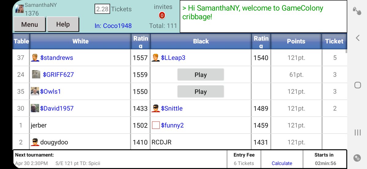 Every day, every hour LIVE #Cribbage tournaments- join the fun and maybe win some extra $ :) GameColony.com