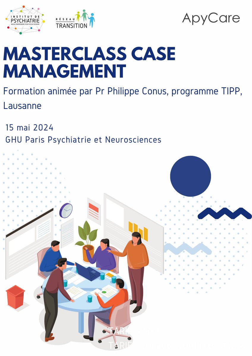 #savethedate Masterclass - Case Management dans la Psychose Débutante: Concepts et Pratiques Date: 15 Mai 2024 Soyez parmi les premiers à vous inscrire ! En savoir plus et s'inscrire: lnkd.in/egr24kVh @CHU_Grenoble @ARSCORSE1 @ARS_IDF @GhuParis