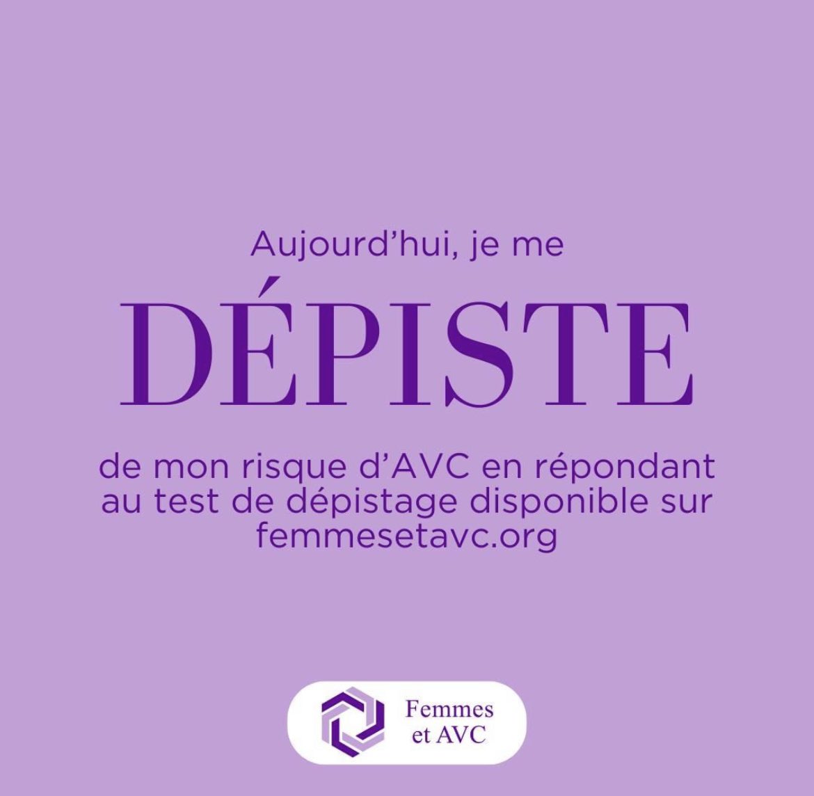Femmesetavc's tweet photo. Parce que l’#AVC peut être évité,aujourd’hui ➡️je me dépiste : https://t.co/ZkBzGKs0s6
➡️ 1 test de dépistage = 1 AVC évité !
➡️Je prends 5 min pour répondre aux 11 questions du test de dépistage de l’AVC. 
➡️ Faites le test et partagez le à tous vos proches
#avc #santédelafemme https://t.co/wxOf93MWL7