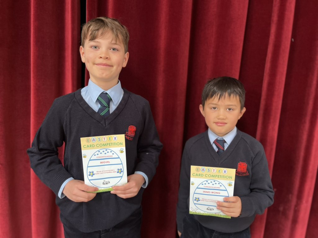 Congratulations to Miguel and Innes who were winners in the Easter Card competition run by @cramondkirk1! #cargilfieldconnected