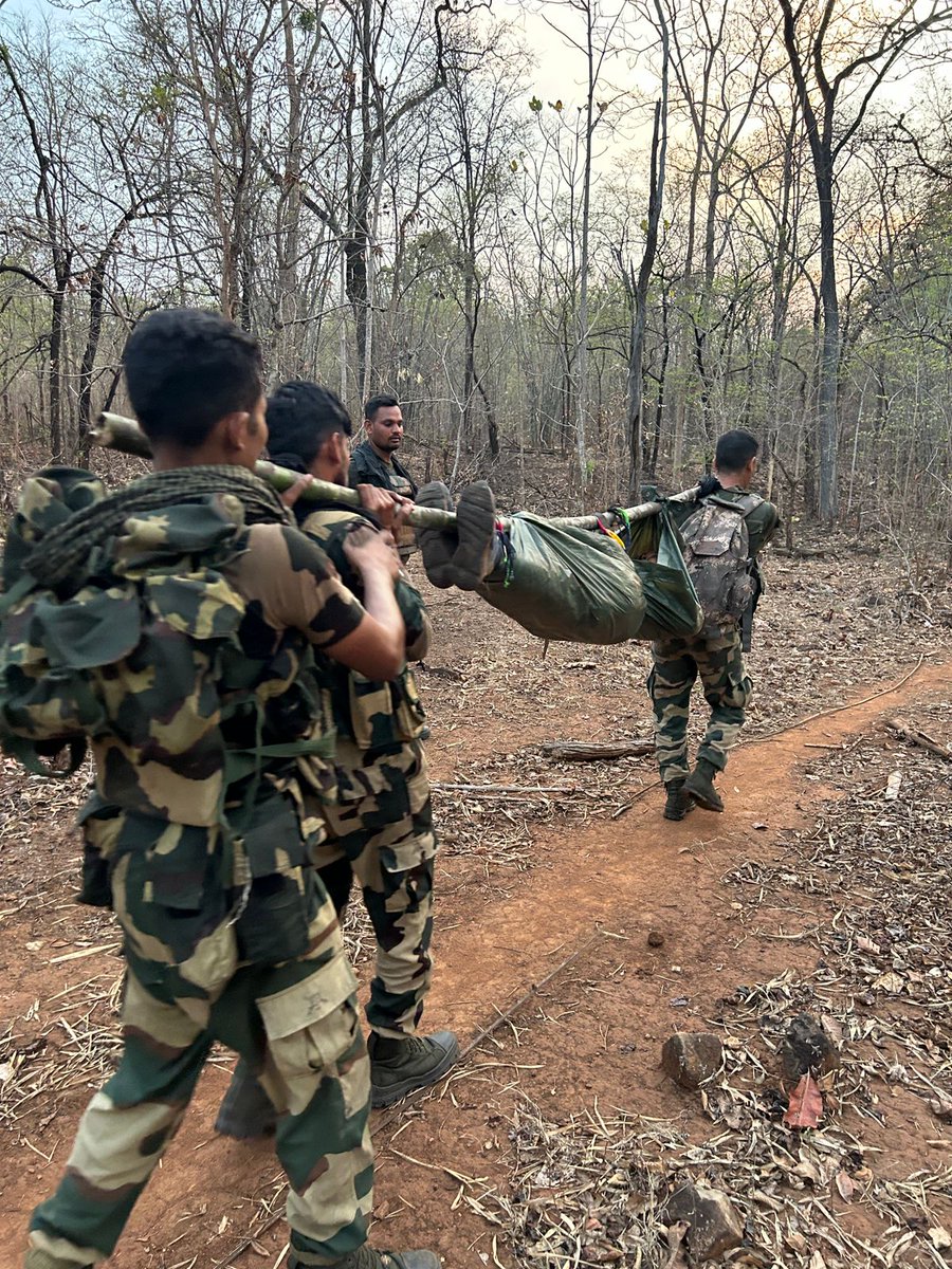 BSF_India's tweet photo. 16 April 2024
In a major crackdown against the maoist menace in Kanker, Chattisgarh, a joint operation by BSF & DRG was launched based on specific BSF intelligence. The operation yielded huge success as the troops eliminated 29 CPI Maoist cadres including top commander Shankar Rao. A large cache of weapons & ammunition were also recovered. 
The successful operation will help in breaking backbone of maoist activity and immensely augment the efforts to bring normalcy & development in the region.

#JaiHind
#EndToNaxalMenace