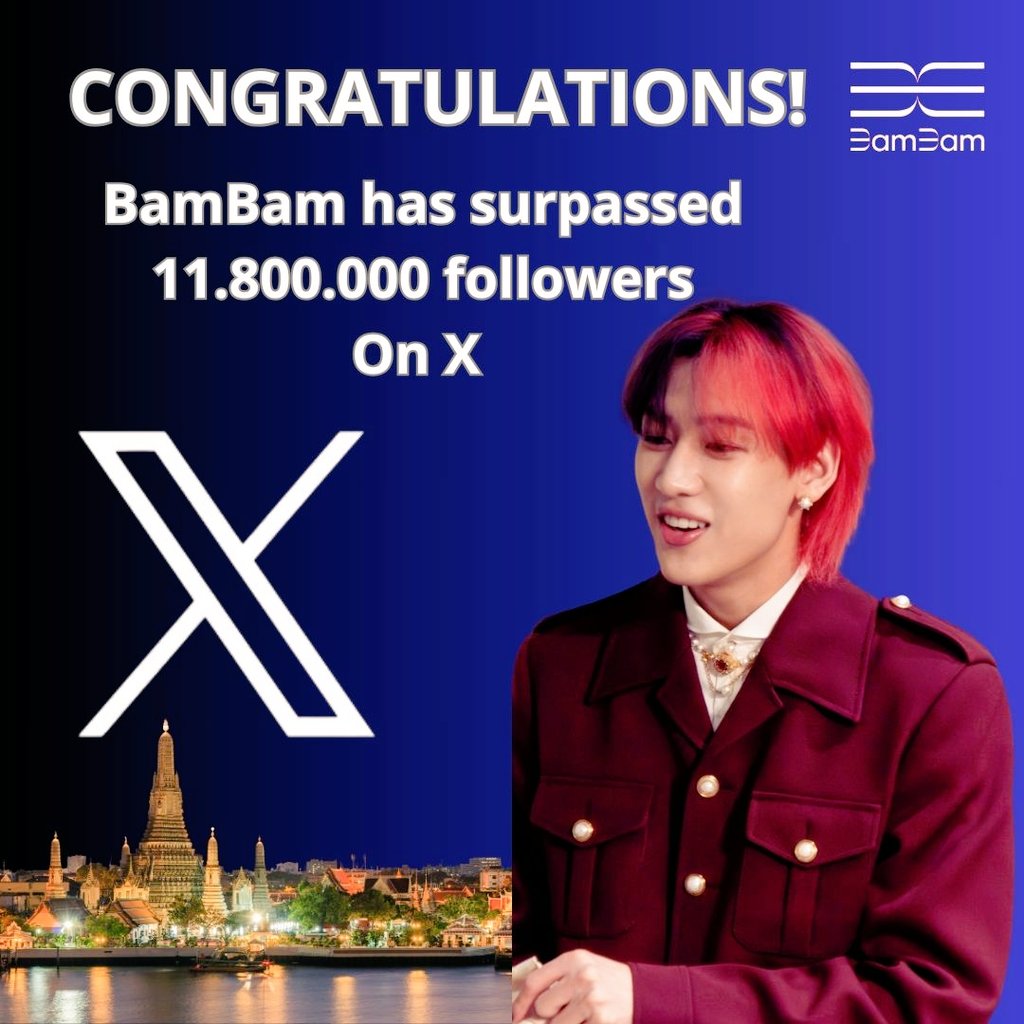 .@BamBam1A has surpassed 11.8M followers on X 🎉🎉 12 M are coming up!🔥🐍 #BamBam #GOT7 #뱀뱀 @BAMBAMxABYSS @GOT7