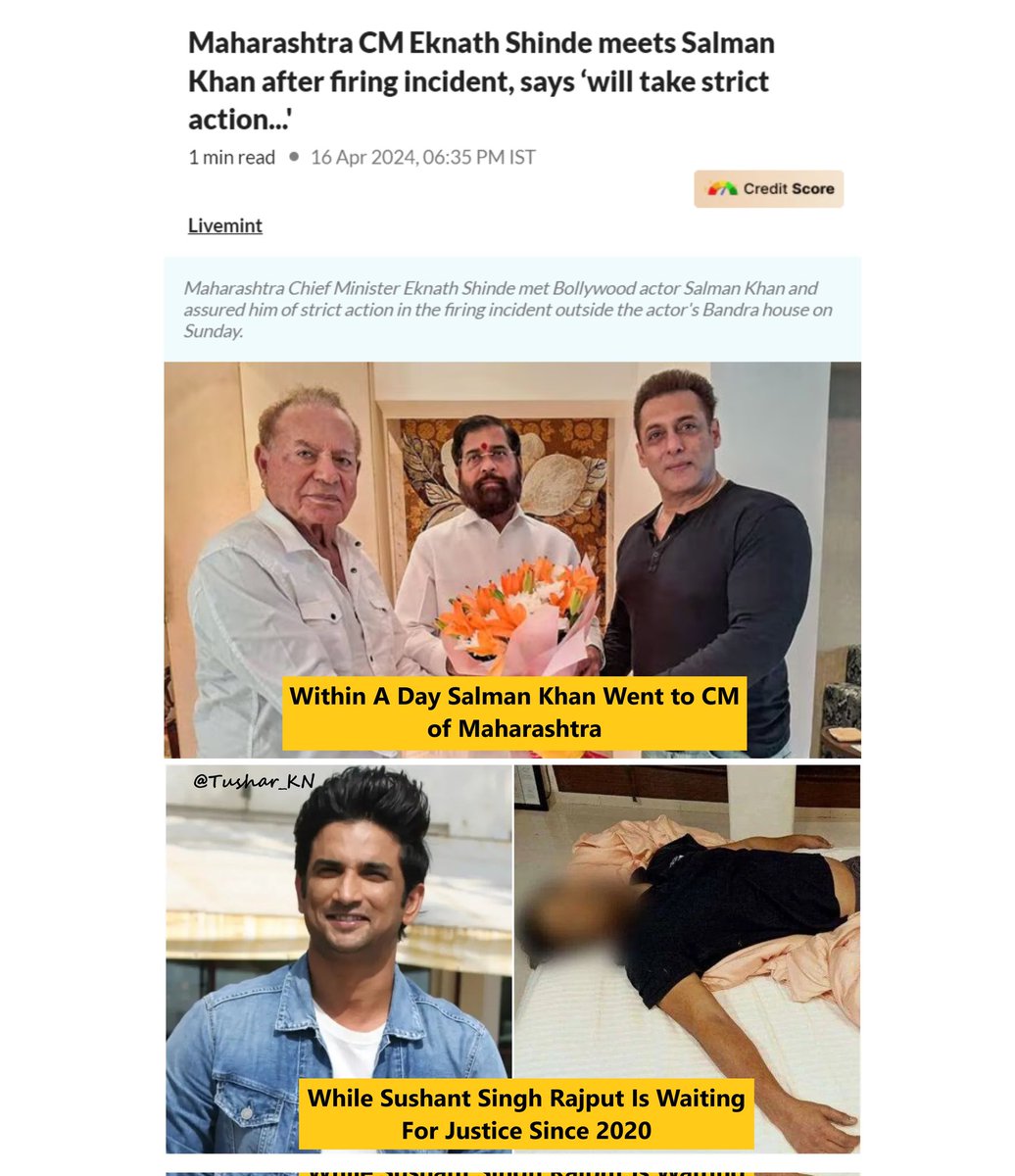 Yasmin2186's tweet photo. How come SALMAN KHAN's life matters more than @itsSSR's ?
Y is our system unfair, Mr Prime Minister @PMOIndia ?
Why do u need us to remind u that EVERY LIFE MATTERS?
If the same amount of effort ws put in SSRCase there would hv been a closure by now.

CBI Silence Killing SSRCase https://t.co/xQTuDFIqcM