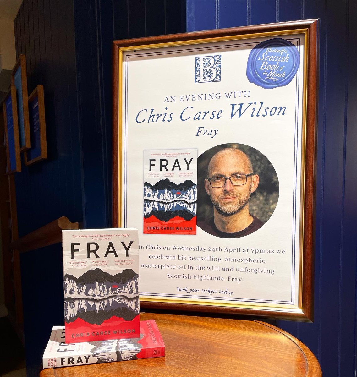 Join @chriscarsewilso on Wednesday 24th April at 7pm as we celebrate the paperback publication of his hallucinatory, atmospheric masterpiece set in the unforgiving Scottish highlands, Fray- which is also our Scottish Book of the month! Book here - eventbrite.co.uk/e/chris-carse-…