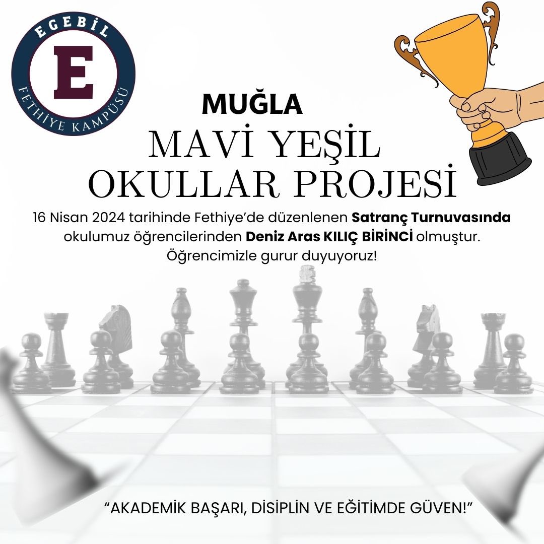 Sevgili öğrencimizle gurur duyuyor, başarılarının devamını diliyoruz! 

#egebil #egebilkolejleri #egebilfethiye #satranç #maviyeşilokullarprojesi