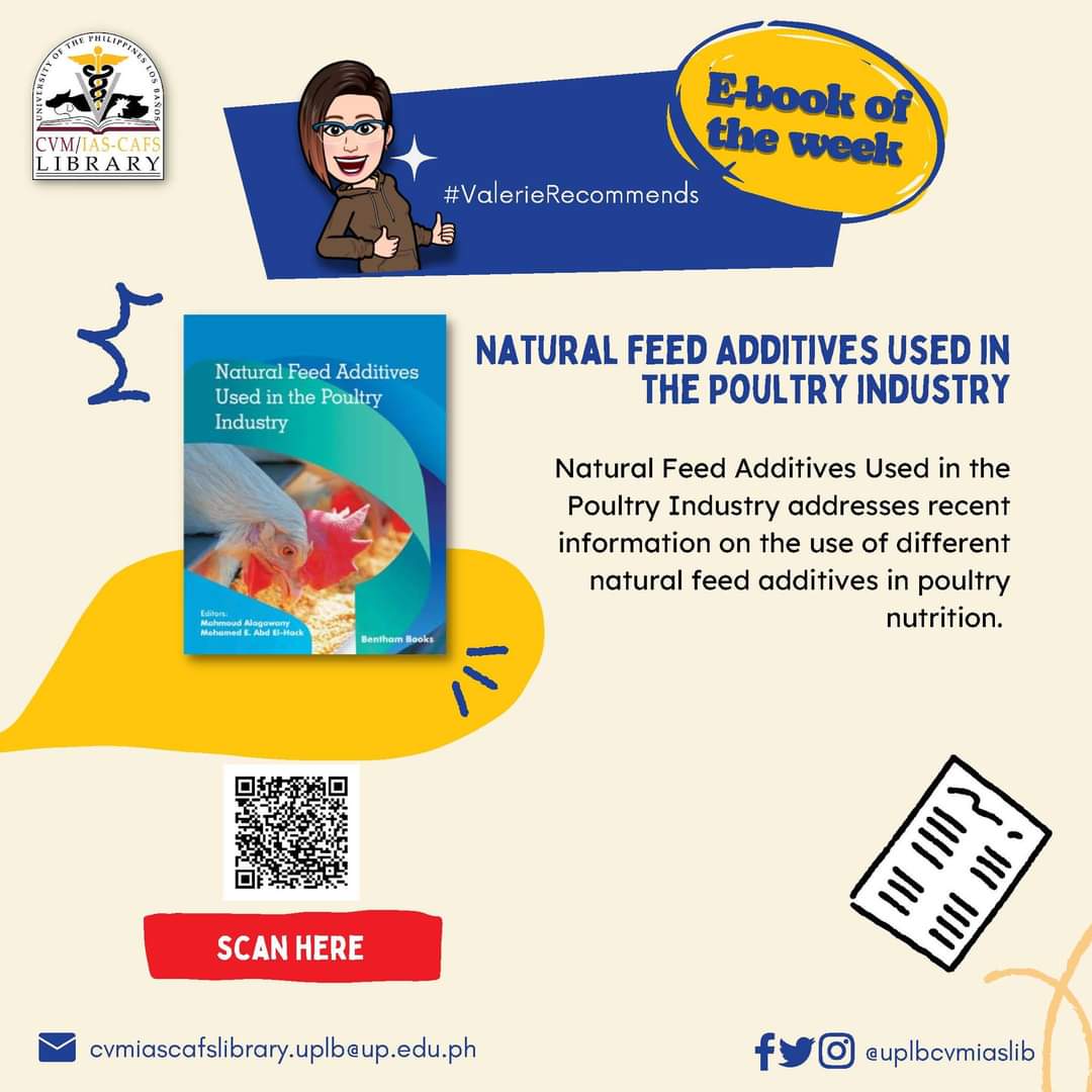 uplbcvmiaslib's tweet photo. 📣📣New eBook alert‼ 📑📑

Hey there! 🤓
Check out our eBook of the week entitled 𝑵𝒂𝒕𝒖𝒓𝒂𝒍 𝒇𝒆𝒆𝒅 𝒂𝒅𝒅𝒊𝒕𝒊𝒗𝒆𝒔 𝒖𝒔𝒆𝒅 𝒊𝒏 𝒕𝒉𝒆 𝒑𝒐𝒖𝒍𝒕𝒓𝒚 𝒊𝒏𝒅𝒖𝒔𝒕𝒓𝒚. This material represents an up-to-date review of the existing knowledge on natural feed additives. https://t.co/QFxjpJMOEF