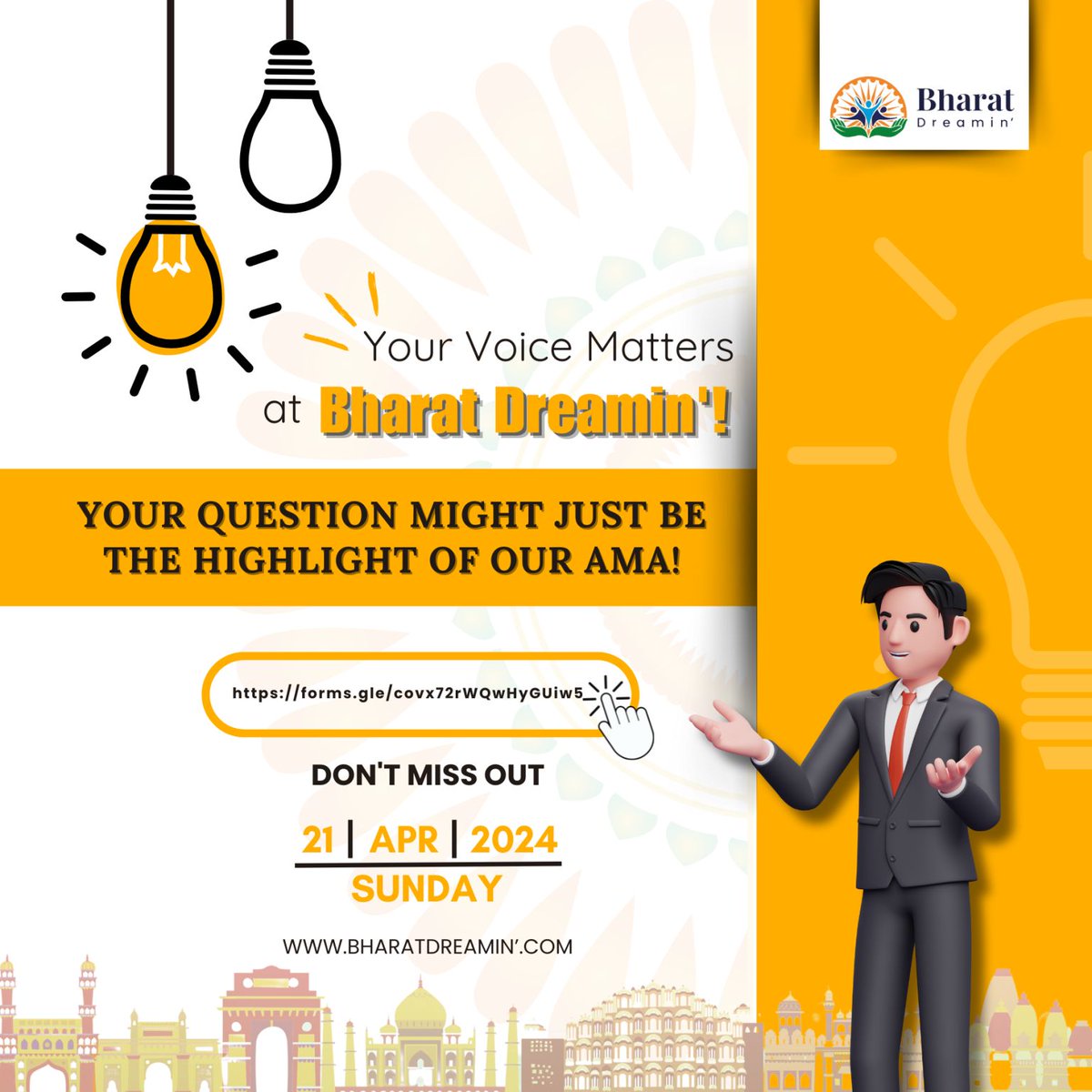 BharatDreamin's tweet photo. 🌟Have questions for our "Ask me Anything" panel?🌟

Submit now and you could win exclusive Bharat Dreamin' swag! 🎁 Spotlight awaits at Sunday’'s LinkedIn Live! At 11am IST 😍

🔗Submit here: https://t.co/ALvtRe8jfi

#BharatDreamin #TrailblazerCommunity https://t.co/PQ1qP9FXOO