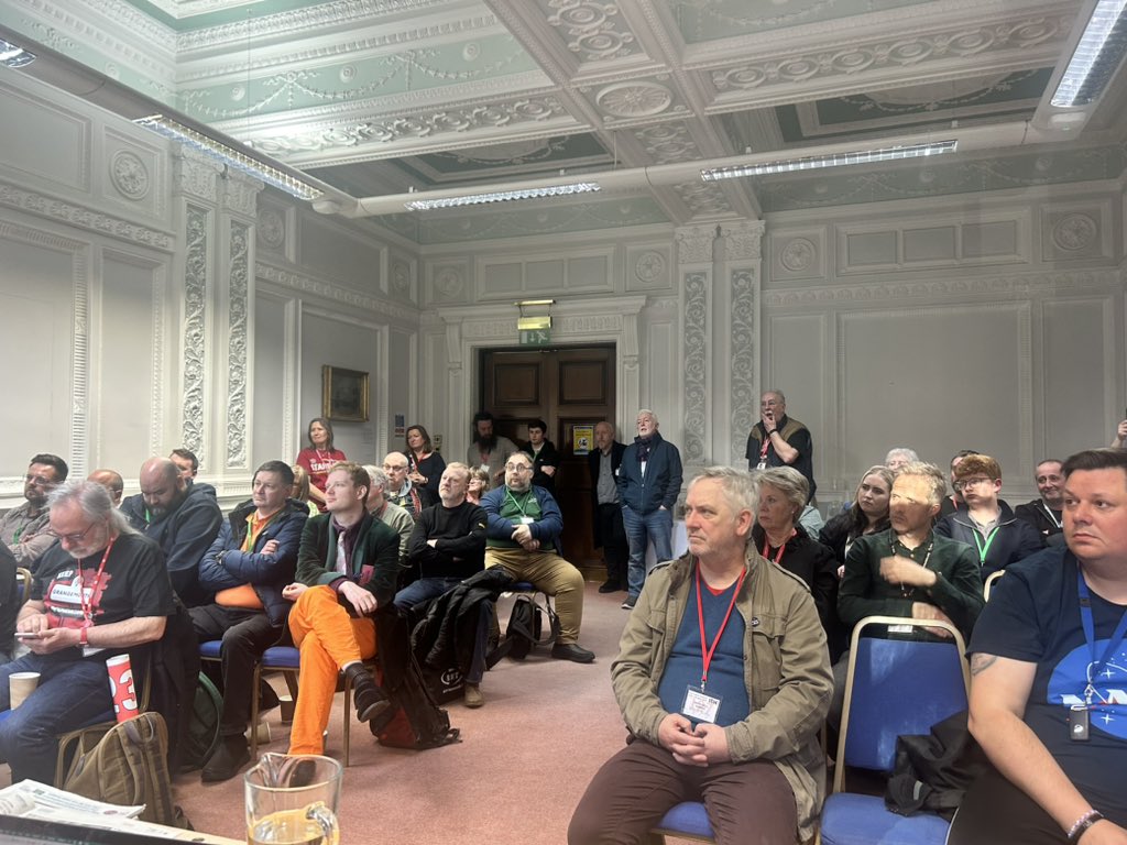 sarahwoolley01's tweet photo. After a great joint fringe held by the @IERUK @M_Star_Online last night we start the final day of STUC Congress today, trade unions and employment rights is the topic this morning!
#STUC24 https://t.co/XxIA6dBajh