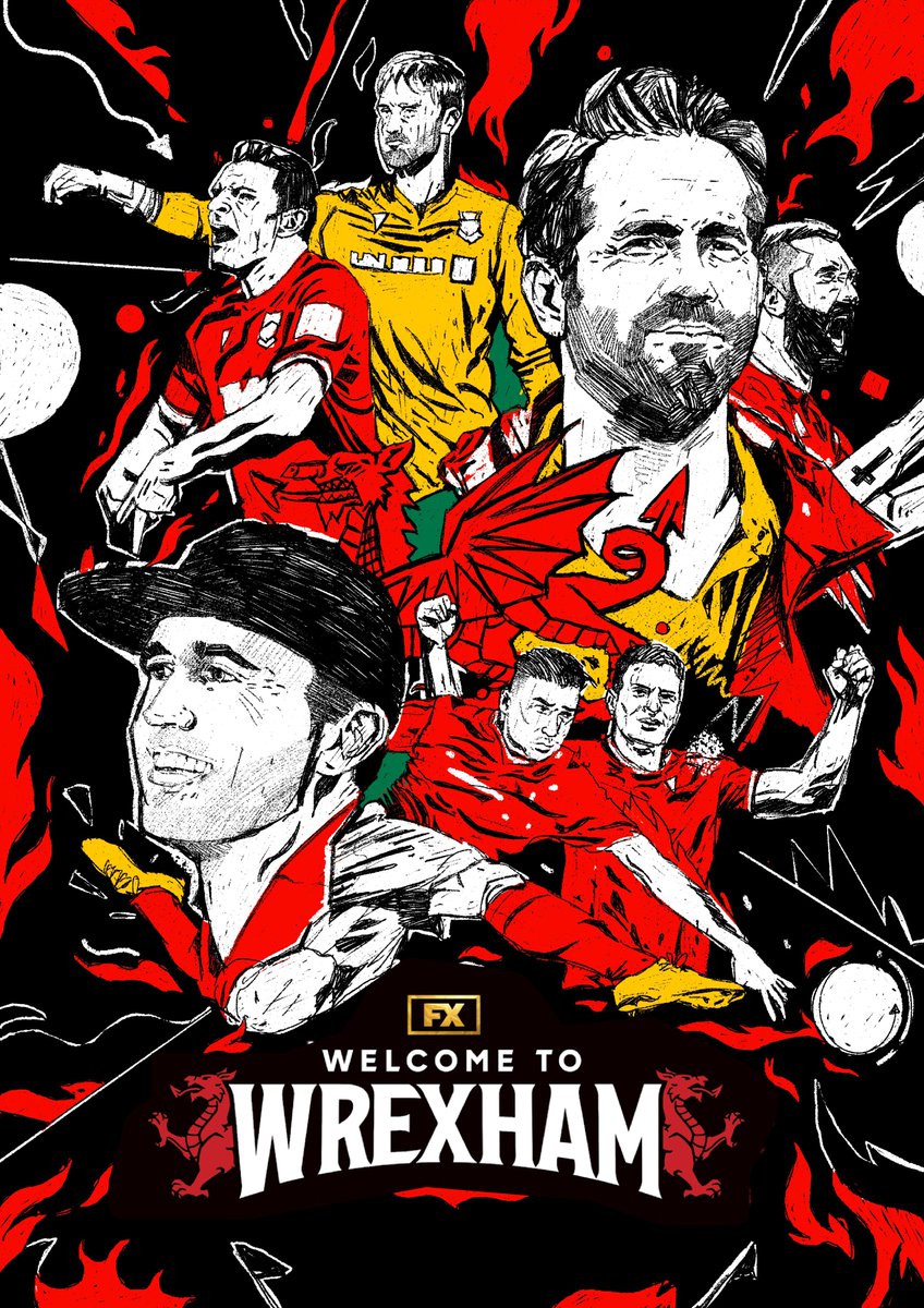 Yellowcardas's tweet image. Excited to announce my latest work with Awesome Inc. on a pitch for 'Welcome to Wrexham' Season 3! 🎬 Tasked with bringing the main characters to life in animated intervals for FX Network, I dove into a creative journey #football #CreativePitch #FXNetwork #illustration