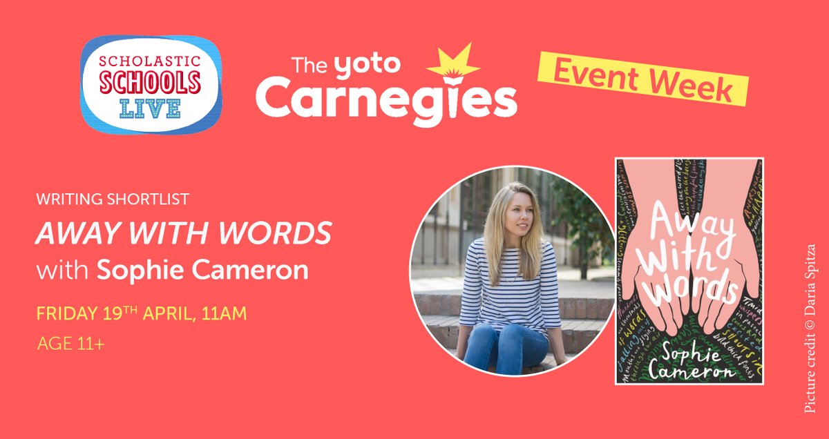 Join @sophiemcameron this Friday at 11am to talk all about her #YotoCarnegie24 shortlisted book Away With Words!   

Register for free here: shop.scholastic.co.uk/scholastic-sch…

@CarnegieMedals @bouncemarketing #edutwitter