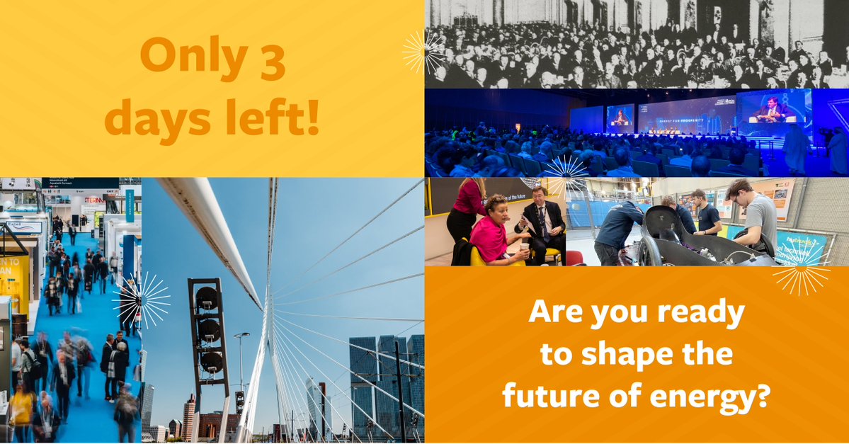 There are only 3 DAYS left to #WEC2024! Have you already planned your visit?👀 Don’t forget to check out the 4-day programme of the Congress, featuring many sessions, side events and networking opportunities 👉 worldenergycongress.org/rotterdam/prog… #RedesigningEnergy #energytransition