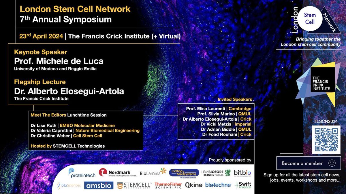 Registration for the 7th @LSCN_UK Annual Symposium on 23 April is still open! 

Secure your place today and/or submit your abstract to have the chance to present a poster or a short talk by following this link - zurl.co/z3tb  

#LSCN2024 #StemCells #Organoids #iPSCs