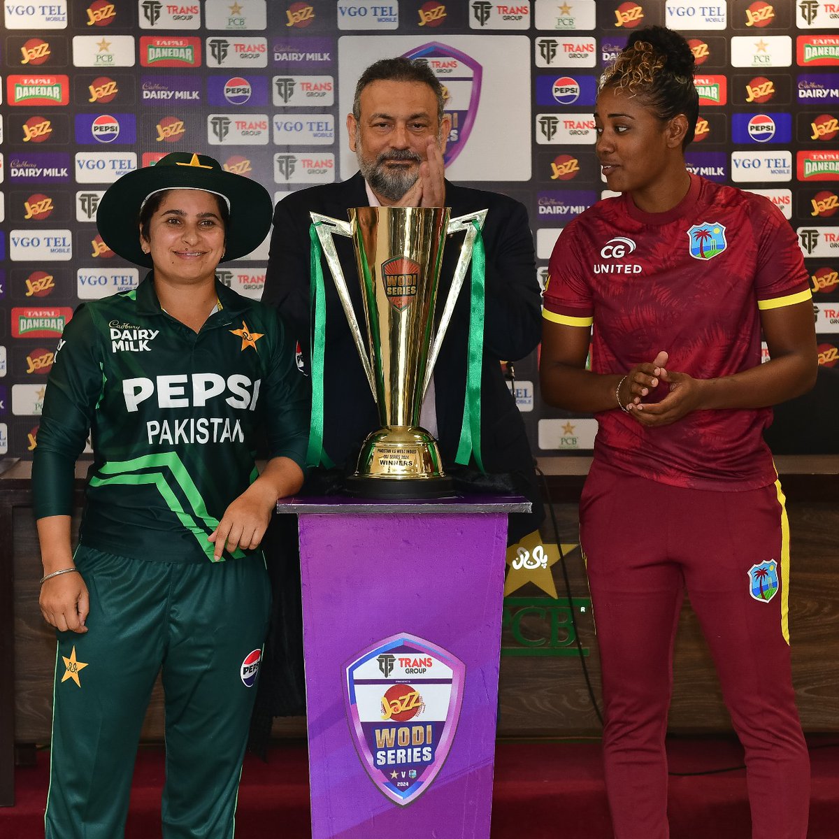 🏆✨

Trophy unveiled for the TransGroup Presents Jazz Pakistan vs West Indies ODI Series 2024!

#PAKWvWIW | #BackOurGirls