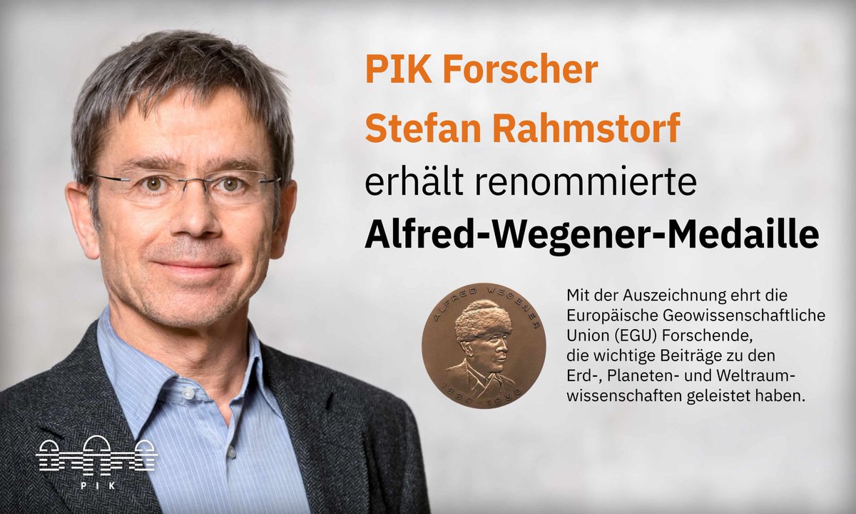 PIK Forscher @rahmstorf wird während der #EGU24 in Wien mit der renommierten Alfred-Wegener-Medaille geehrt. Herzliche Glückwünsche! 💐👏 pik-potsdam.de/de/aktuelles/n…