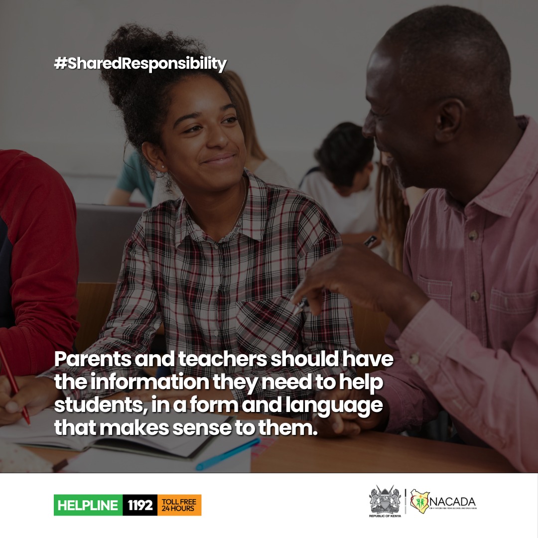 Parents and teachers should have the information they need to help students, in a form and language that makes sense to them. This includes information on the student’s struggle with substance use #SharedResponsibility #Togetherasone