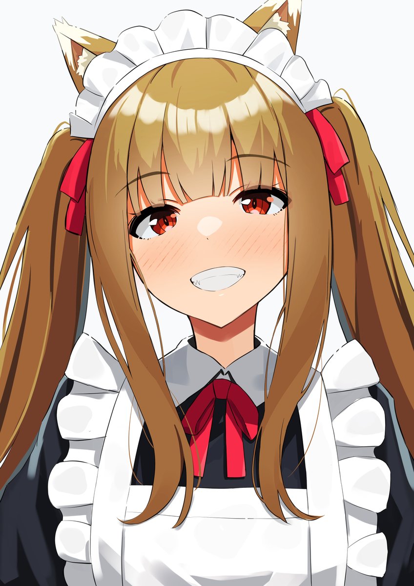 ホロ(狼と香辛料) 「ホロ(ツインテメイド服)#狼と香辛料 」|あめのっちのイラスト