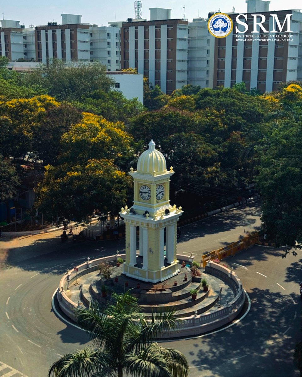 SRM_Univ's tweet photo. Iconic clock tower circle at #SRMIST!💥

Let's feel the pulse of time⏳ in the confluence of academic studies.

#infrastructure #srmuniversity #clocktowercircle #clock #academic #time #education #srm #srmkattankulathur https://t.co/MvuskJBULQ