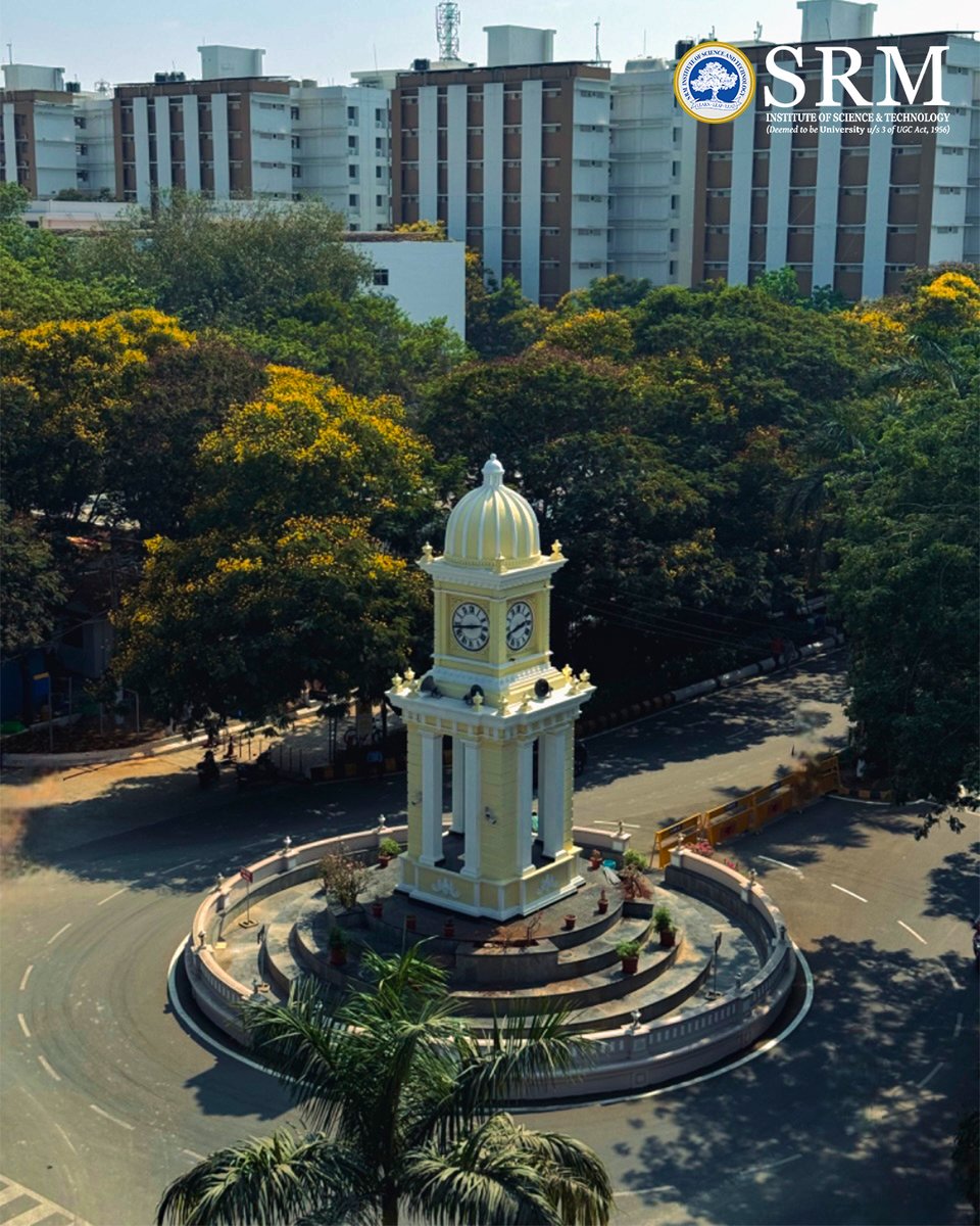 Iconic clock tower circle at #SRMIST!💥

Let's feel the pulse of time⏳ in the confluence of academic studies.

#infrastructure #srmuniversity #clocktowercircle #clock #academic #time #education #srm #srmkattankulathur