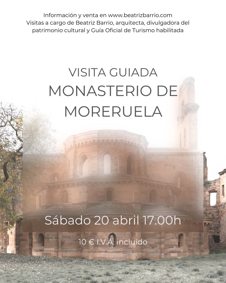 2️⃣ Monasterio de Moreruela 🗓️ Sábado 20 abril 17:00h 📍 Aparcamiento del monumento ⌛ 1h y 15m de duración aprox 💰 10€ por persona (I.V.A) incluido 🔗 beatrizbarrio.com/producto/visit…