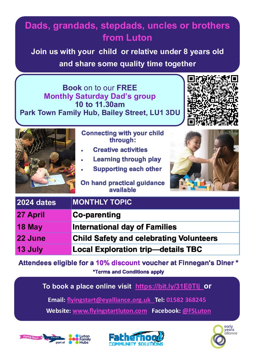 DADS GROUP NEXT SATURDAY (27 April)! 'Co-parenting' is the theme this month alongside the usual activities to help #children learn through #play and spend quality time with their dad/male relative #SupportingLutonDads
