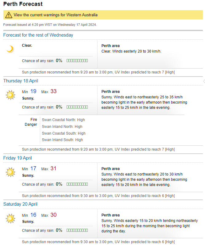 Today's forecast for Perth. Click the link for the next 7-days. tinyurl.com/wv6whsye