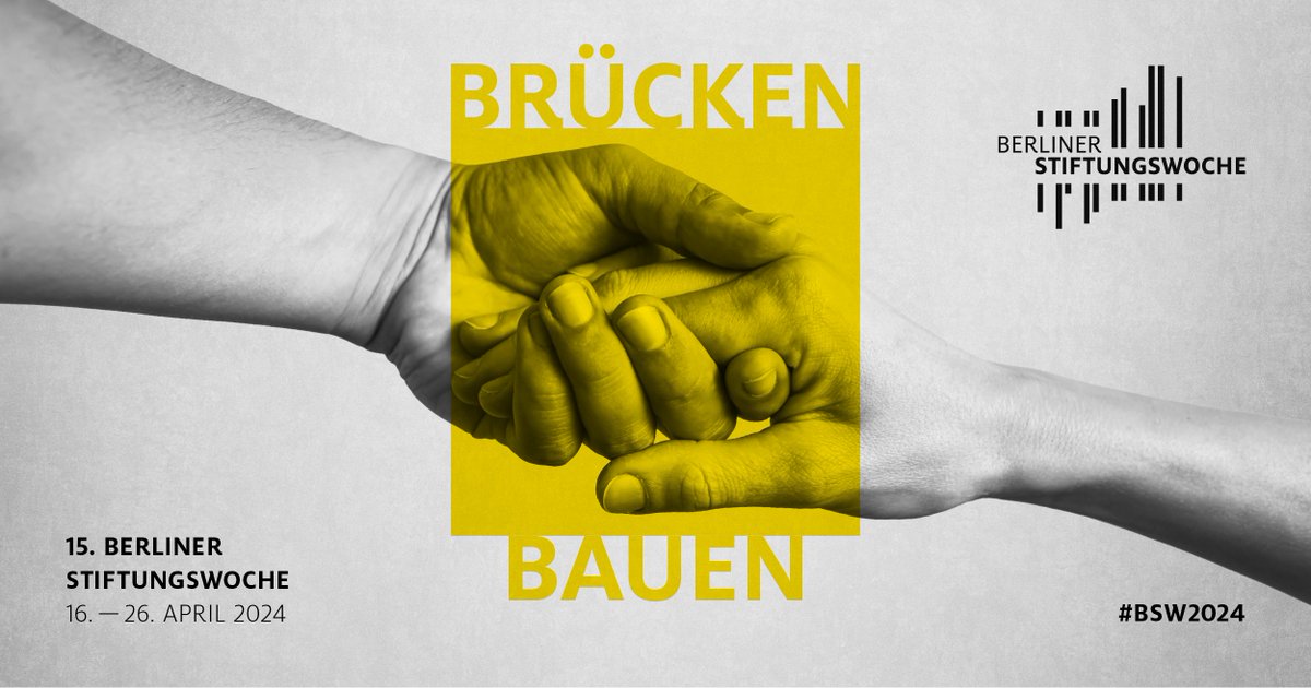 Nicht verpassen: Zum bereits 15. Mal lädt die Berliner @stiftungswoche zu Veranstaltungen, Ausstellungen und Projekten ein und präsentiert bis zum 26. April die ganze Vielfalt Berliner Stiftungen. berlinerstiftungswoche.eu/programm