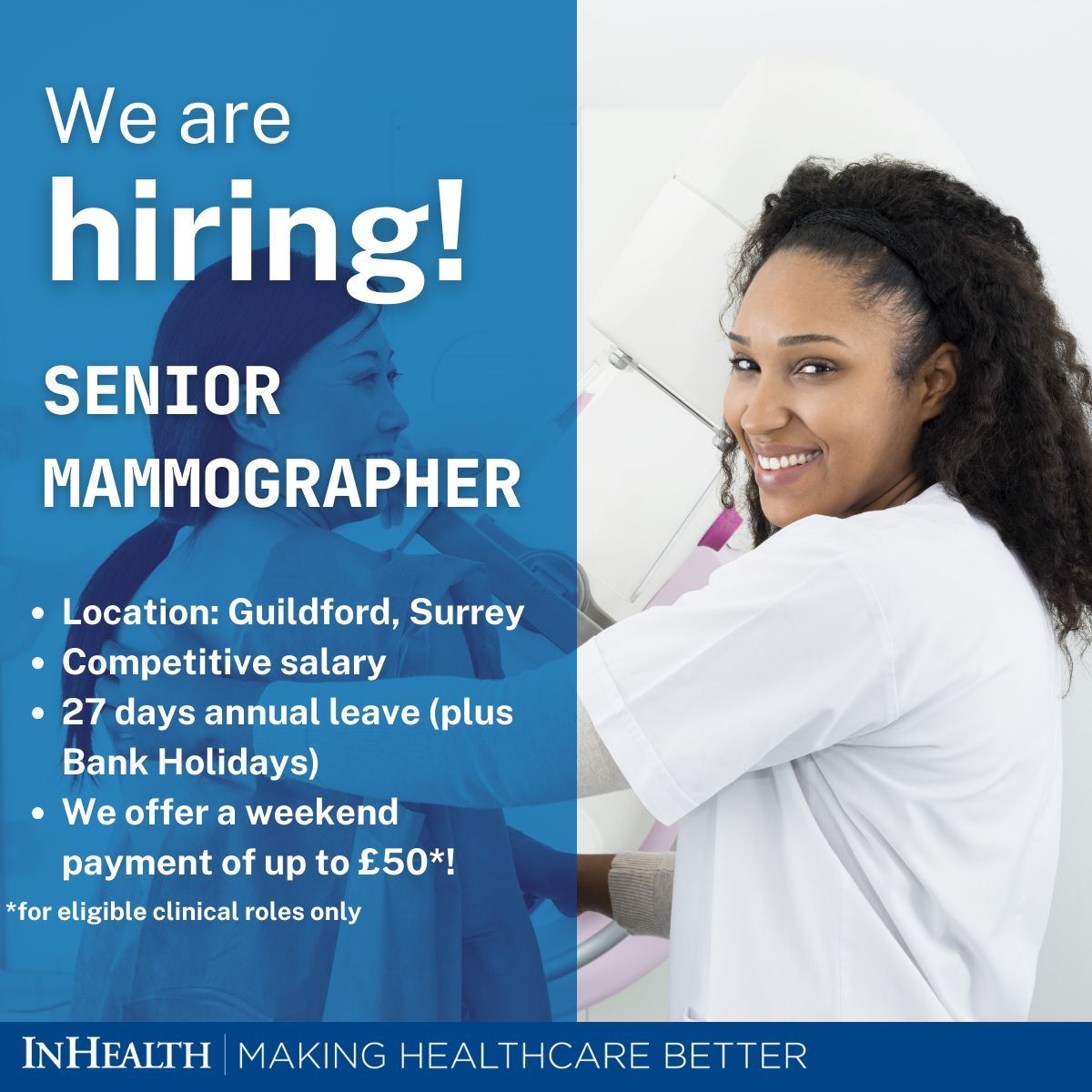 We are hiring for a Senior Mammographer! Do you have a passion for making healthcare better? Apply today and do just that. With flexible working, a competitive salary and generous pension, there’s never been a better time to join buff.ly/4aSUFCD #Hiring #WeAreInHealth