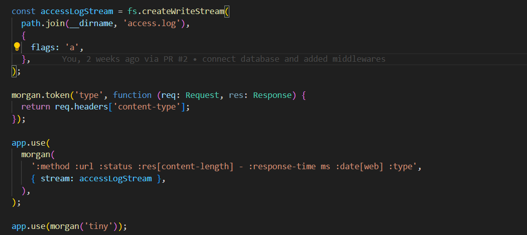 Ememikel's tweet photo. Morgan simplifies logging of HTTP requests. By integrating it into your Express application, you can generate detailed logs of incoming requests, including information such as request method, URL, status code, response time, and more. This helps developers debug issues. https://t.co/05gVJiBItQ